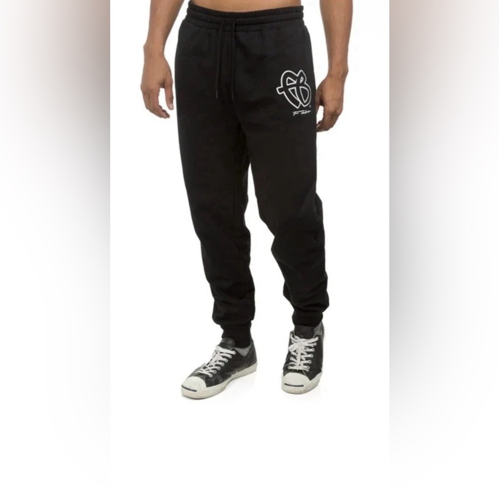 FUBU Black Logo Jogger Sweatpants Men’s XL Elastic Waist Cuffed NWOT